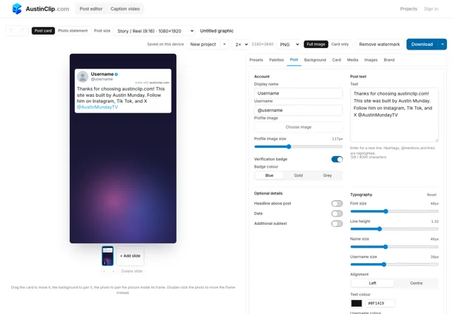 Austin Clip application interface
