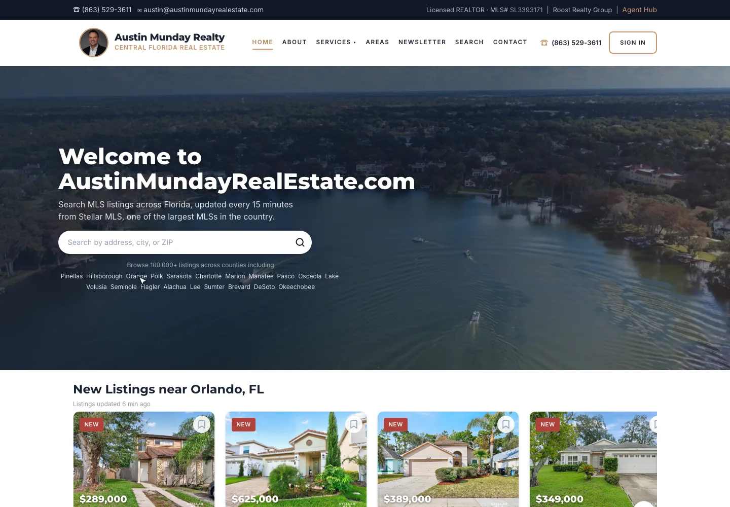 Austin Munday Realty website designed by Austin Munday: real estate website